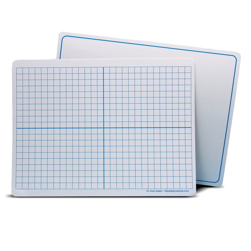 Flipside Products Dry Erase Learning Mat, Two-Sided XY Axis/Plain, 9"" x 12"", Pack of 12 - Image 1